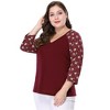 Agnes Orinda Women's Plus Size Top Raglan Floral Print V Neck 3/4 Sleeve Peasant Blouse - 3 of 4