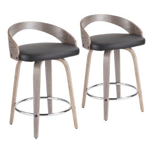 Set Of 2 Grotto Mid Century Modern, Grotto Bar Stool Walnut And Brown