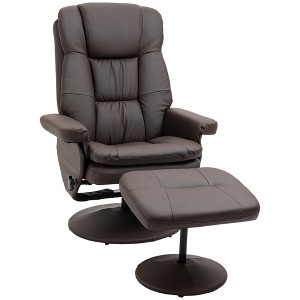 PU Leather Swivel Reclining Chair with Footrest for Living Room, Bedroom and Home Office, Recliner and Ottoman Set - 1 of 4