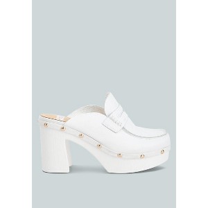 Lyrac Recycled Leather Platform Clogs In White Women - 1 of 4