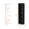 SEVOBAL Decorative Bookshelf Five Shelf Slim Vertical Bookcase Thin Bookshelf Stylish Storage for Living Room, Black, 11.7"*17.7"*72" - 4 of 4