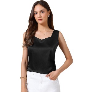 INSPIRE CHIC Women's Satin V Neck Sleeveless Summer Elegant Dressy Casual Tank Tops - 1 of 4