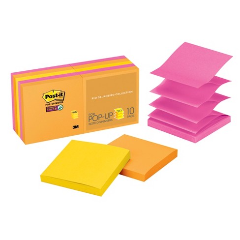 Post-it Sticky Pop-up Notes, 3 X 3 Inches, Energy Boost Colors, 10