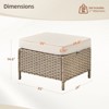 Buenhomino  Outdoor Ottomans for Patio Set of 2 PE Wicker Steel Frame Outdoor Footstool with Removable Olefin Cushions - 3 of 4