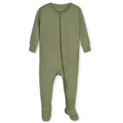 Image of Gerber Baby Buttery-Soft Snug Fit Footed Pajamas - Moss - 6-9 Months