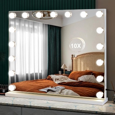 Vanity Mirror with Lights, Dimmable 3-Color LED Hollywood Makeup Mirror for Desk and Wall, Plug-in and USB Charger Included