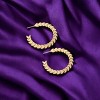 Slickblue Women's Metal Hoop Earrings, Leaf Pattern Design, Lightweight Party Jewelry, Gold/Silver, 1.5 Inch - 2 of 3