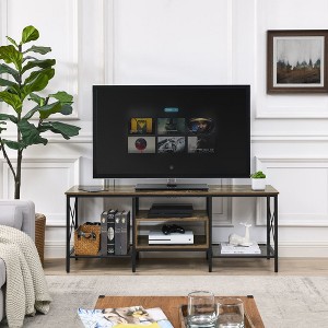 VECELO Industrial TV Stand, Entertainment Center Metal Frame, 70 Inch - 1 of 4