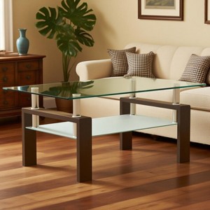 KWPZQEB 2-Tier Modern Coffee Table with Storage Shelf, Rectangle Metal Side Table End Table for Small Apartment, Living Room - 1 of 4