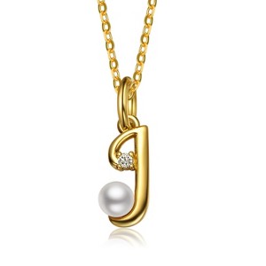 Personalized 14K Gold Plated Initial Pearl Pendant Necklace for all ages: A Charming gold Elegant Keepsake Gift - 1 of 3