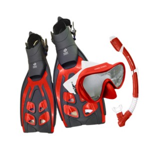 Hawaii Divers Deep Sea Adult Snorkel Set – Red (Unisex) - S/M - 1 of 3