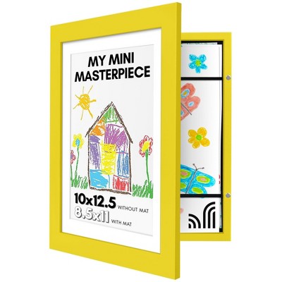 Kids Artwork Frame Changeable (Sunshine Yellow) - Holds 100 Art Pieces - 8.5x11 Letter Size with Mat or 10x12.5 Without Mat - My Mini Masterpiece