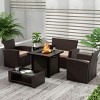 WestinTrends 4 Piece Conversation Outdoor Patio Sofa Set with Square Fire Pit Table - 2 of 4