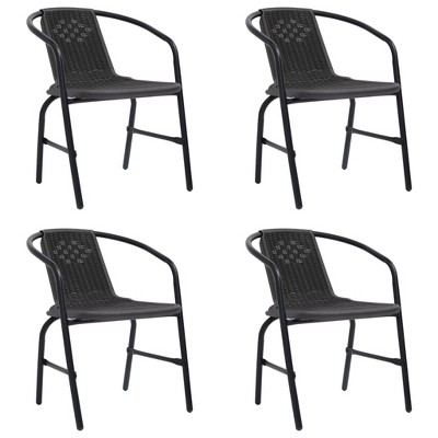 vidaXL Garden Chairs 4 pcs Plastic Rattan and Steel 242.5 lb