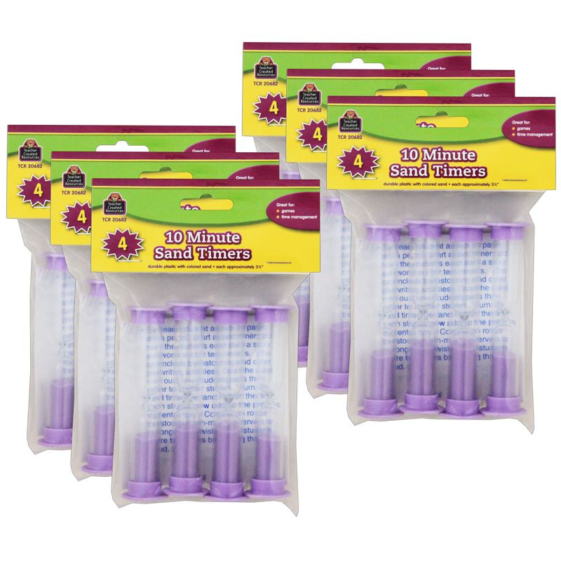 Teacher Created Resources Small Sand Timer, 10 Minute, Purple, 4 Per Pack, 6 Packs, 1 of 3
