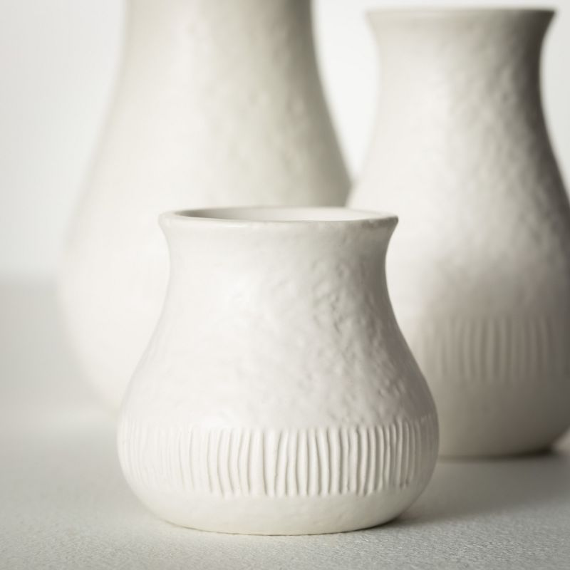 Sullivans 3", 5" & 6" White Chiffon Stone Vase - Set of 3, 2 of 7