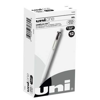 uni-ball uni one Retractable Gel Pens Medium Point 0.7mm Black Ink Dozen (70362)
