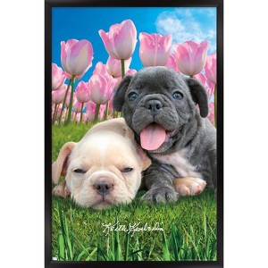 Trends International Keith Kimberlin - Bulldog Puppies Framed Wall Poster Prints - 1 of 4