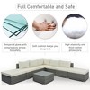 8-Pieces Outdoor Patio Furniture Sets, Garden Conversation Wicker Sofa Set, Single Sofa Combinable, Beige Cushions Gray Wicker - 2 of 4