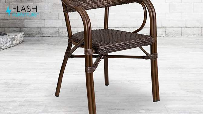Flash Furniture Milano Series Rattan Restaurant Patio Chair with Bamboo-Aluminum Frame, 2 of 12, play video