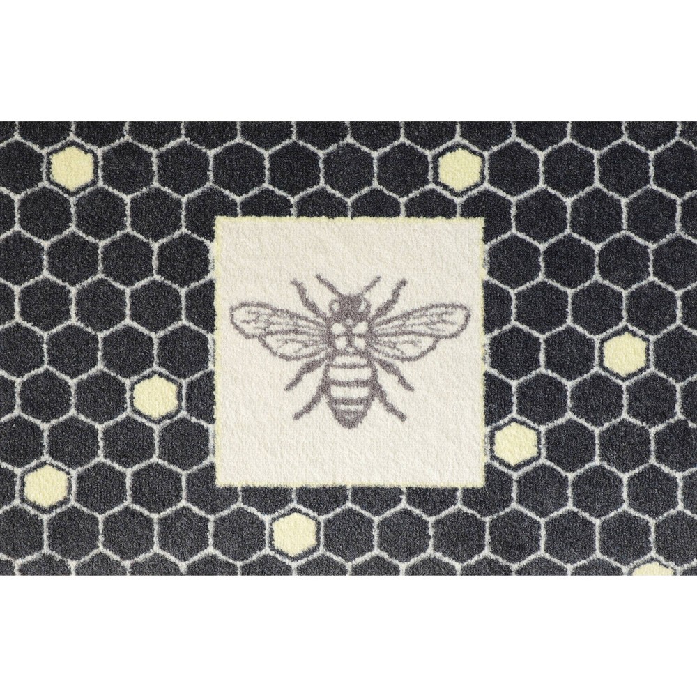 Photos - Doormat Bungalow Flooring 2'x3' ColorStar Bee Hex Door Mat Charcoal Gray  