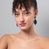 SOHI Women's Carbon Black Embellished Leaf Drop Earrings - 3 of 4