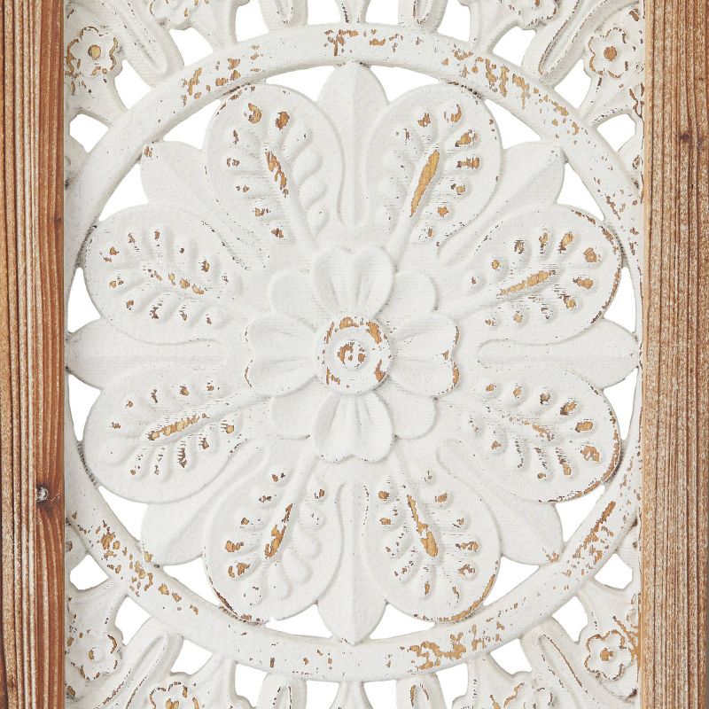 Set of 3 Wood Floral Intricately Carved Wall Decors with Mandala Design White - Olivia &#38; May, 3 of 7