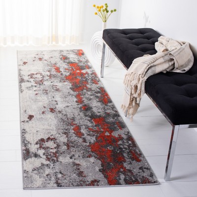 Adirondack Orange and Grey Synthetic Runner Rug, 2'-6" x 12'