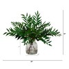 Nearly Natural 19-in Palmate Fern Arrangement in Glass Vase - 2 of 4