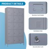 Munora - 72" 15-Door Metal Locker Storage Cabinet - Lockable for Office/School/Gym - Grey - 4 of 4