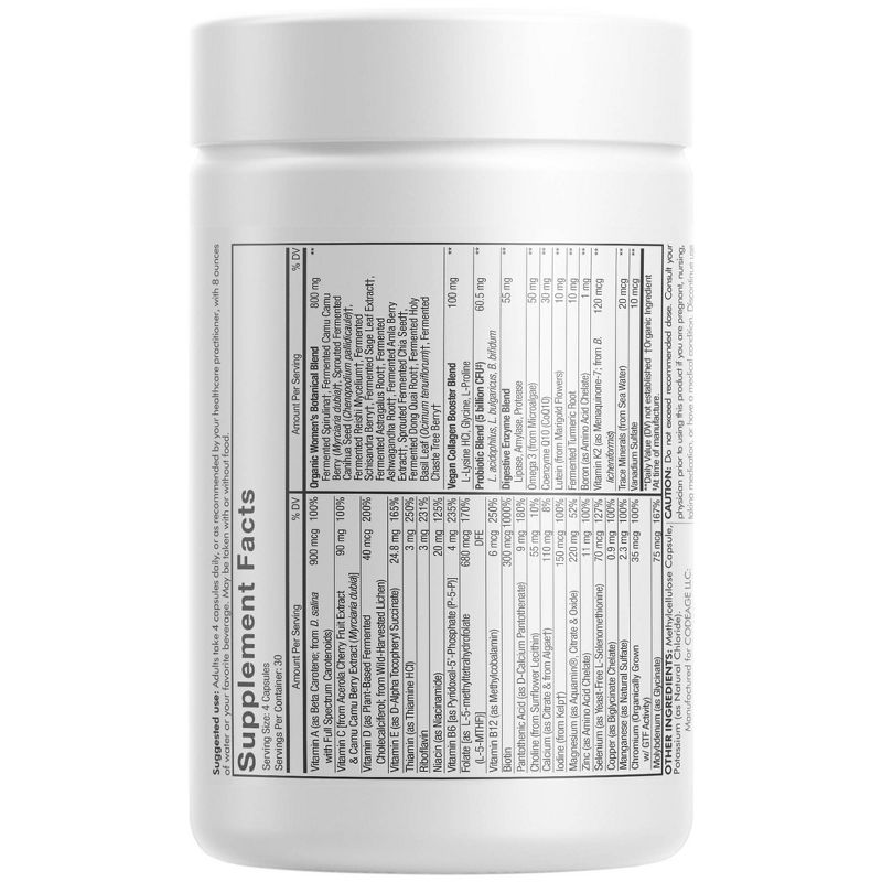Codeage Women's Fermented Multivitamin, 25+ Vitamins & Minerals, Probiotics, Digestive Enzymes, Daily Supplement - 120ct, 3 of 12