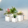 LeisureMod Sprout 7-Piece Square Stone Planter Set with Drainage Holes and Covers, Weather-Resistant for Indoor/Outdoor Use - 3 of 4