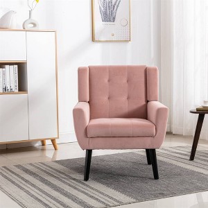 CAVINAS Linen/Velvet/Teddy/Leather Upholstered Accent Chair with Black Legs,Modern Upholstered Armchair with Wood Frame for Living Room - 1 of 4