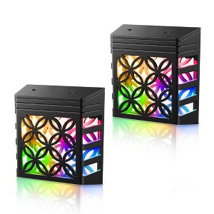 DORESshop 2-Pack 0.5W Plug-in Light Sensor Night Lights, Solar-Inspired Decorative Design, Black Housing, 3000K Warm White + RGB - 1 of 4