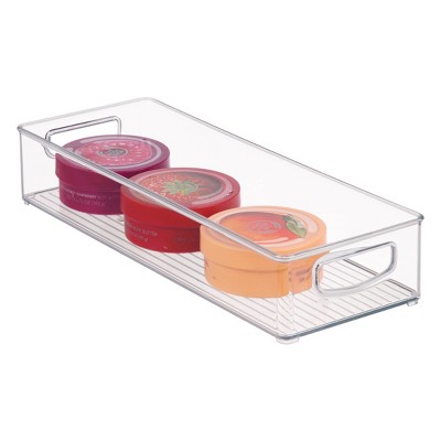 iDESIGN Kitchen Binz Plastic Stackable Organizer Tray with Handle Clear: Kitchen Cabinet Storage, 16"x6"x3", Spot Clean — фото 3