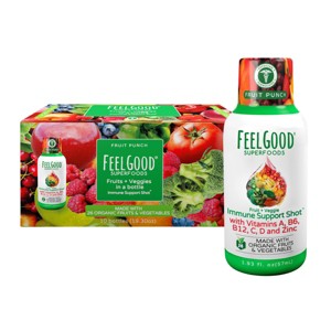 FeelGood Superfoods Immune Support Energy Drink - Fruit Punch - 10pk/19.3 fl oz - 1 of 3
