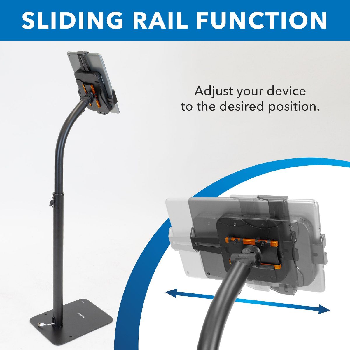 Mount-It! Height Adjustable Tablet Kiosk Stand, Anti-Theft Tablet Floor Stand with Lock for Business & Retail Use | Universal Fit for 7.9" to 11" iPad - thumbnail 7