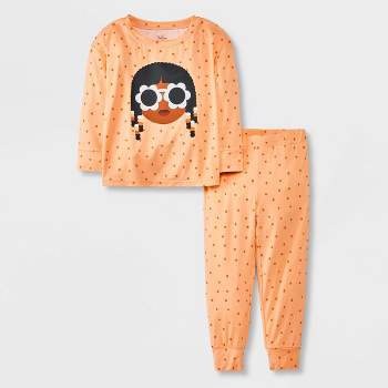 Toddler Girls' Elle Olivia Flower Sunglasses Pajama Set - Orange