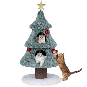 Costway 48.5” Christmas Cat Tree for Indoor Cats with 2 Large Condos, Scratching Post - 1 of 1