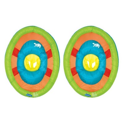 SwimWays Baby Spring Portable Pool Float Activity Center with Sun Protection Canopy, Green Fish (2 Pack)