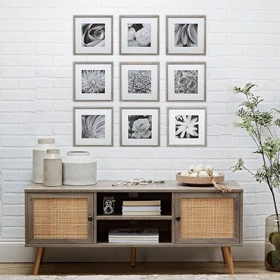 Elegant Greywash Wood Square Photo Frame Set for Gallery Wall
