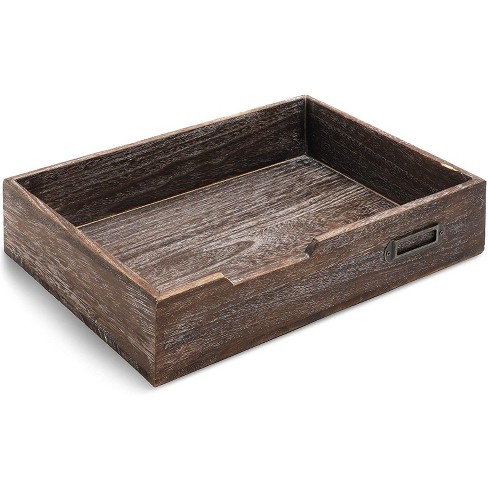 10.5 in, Paulownia Wood, Brown, Juvale Stackable Paper Tray 