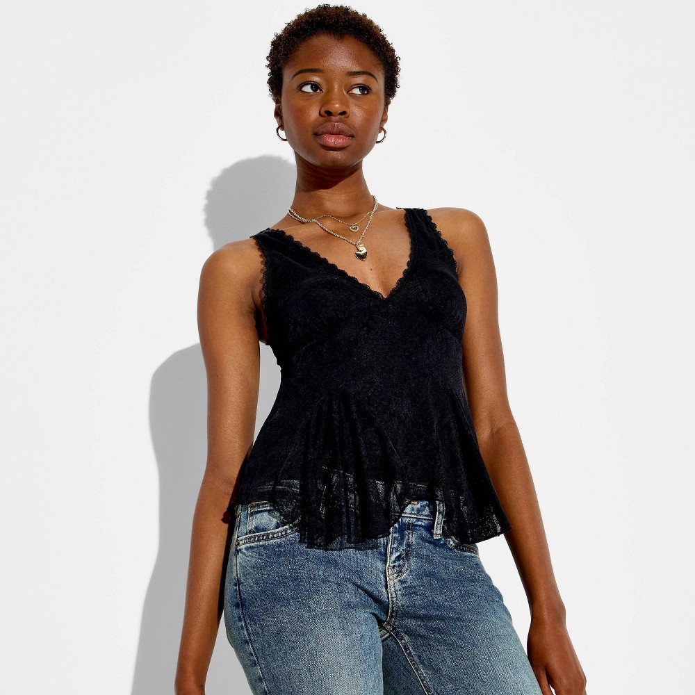 Women's Lace Godet Tank Top - Wild Fable™ Black XXS