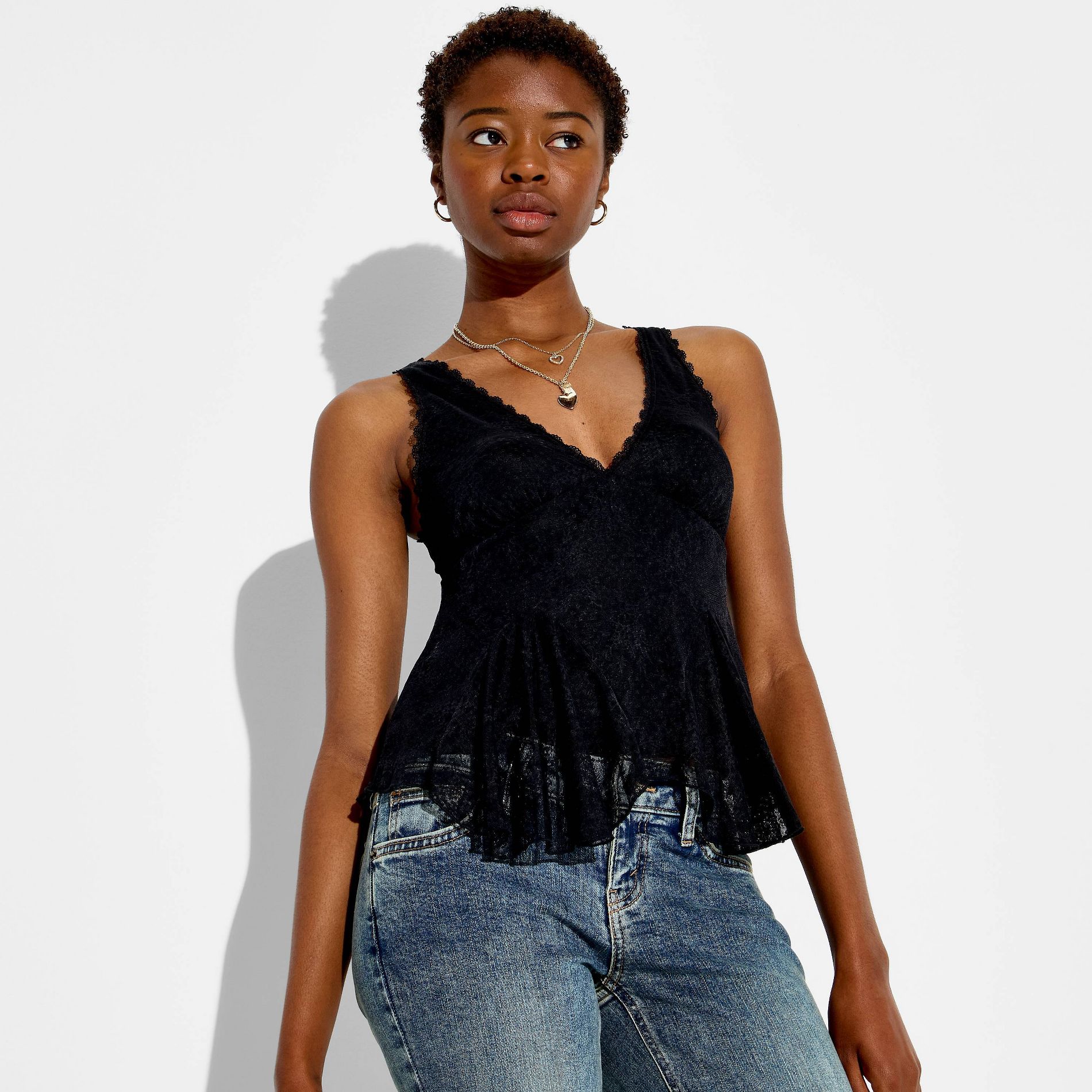 Women's Lace Godet Tank Top - Wild Fable™