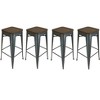 HomeRoots Set of Four 26" Brown and Gunmetal Solid Wood and Metal Backless Counter Height Bar Chairs - 4 of 4