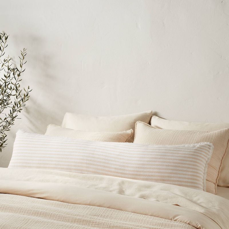 Lumbar Heavyweight Linen Blend Stripe Decorative Throw Pillow - Casaluna™, 2 of 5