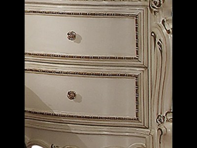 Picardy Antique Pearl 32" Traditional Carved Nightstand with 2 Drawers