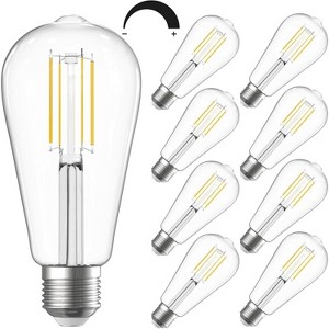 8-Pack Dimmable Vintage LED Edison Bulbs, 5.5W, 60W Equivalent, E26 Medium Base, ST58 Antique LED Filament Bulbs, 80+ CRI, Clear Glass Style for Home - 1 of 4