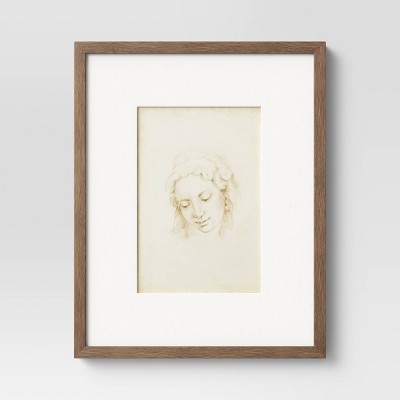 16" x 20" Sepia Tone Sketch Of Woman Framed Wall Art Brown - Threshold™