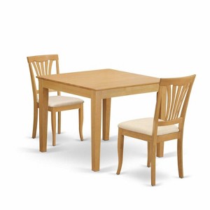 HomeStock 3-Piece Natural Brown Oak Finish Solid Wood Top Dining Table Set - 1 of 4